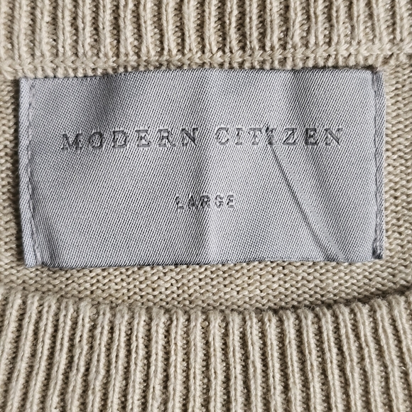 MODERN CITIZEN KNIT CREWNECK TOP SWEATER WOMENS L LARGE TAN - Picture 3 of 6